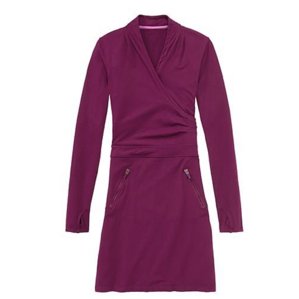 Athleta Suedy Wrap Long Sleeve Plum Dress (MT)